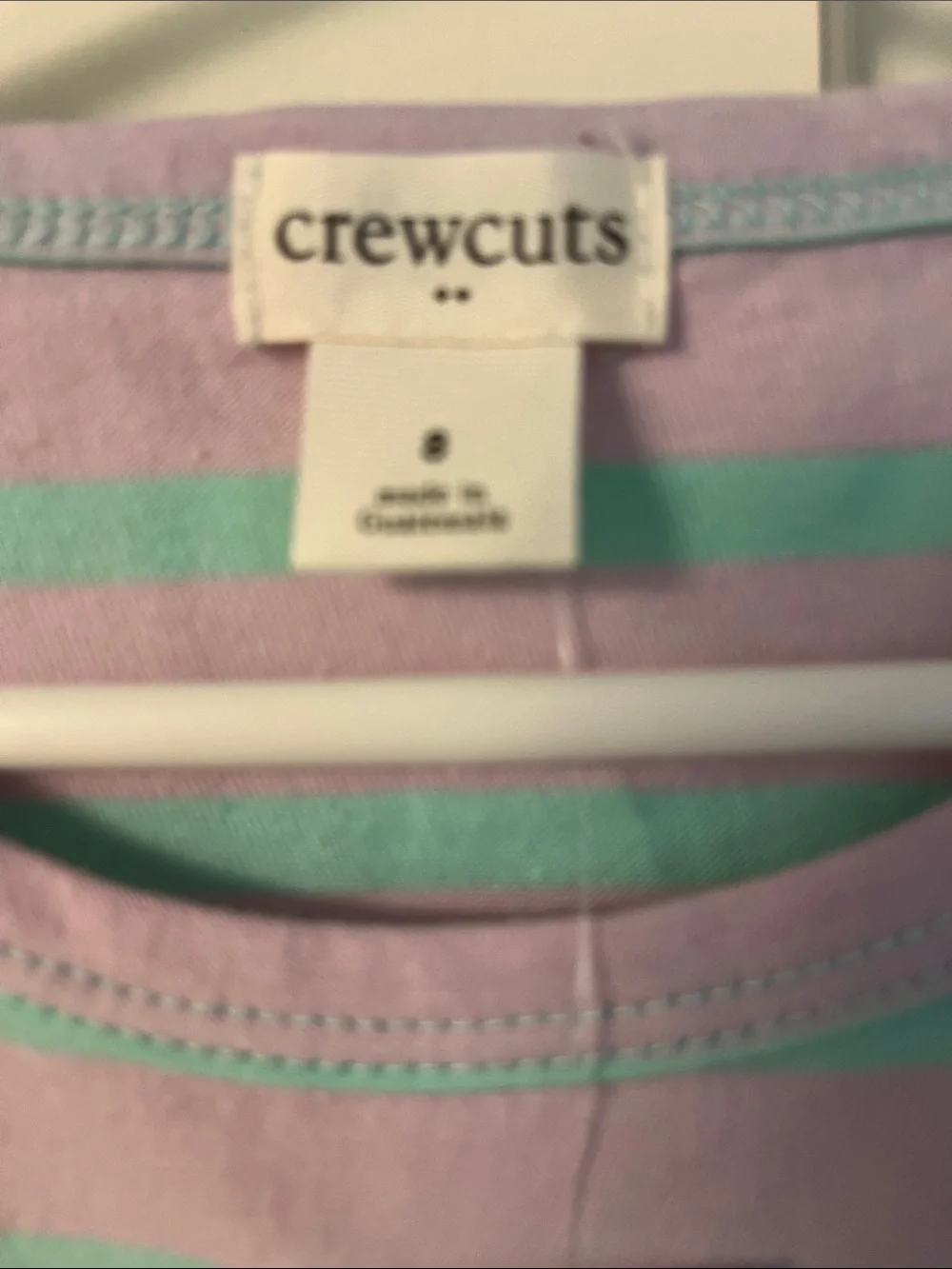 Crewcuts Mint and Lavender Striped Long-Sleeve Pocket Dress